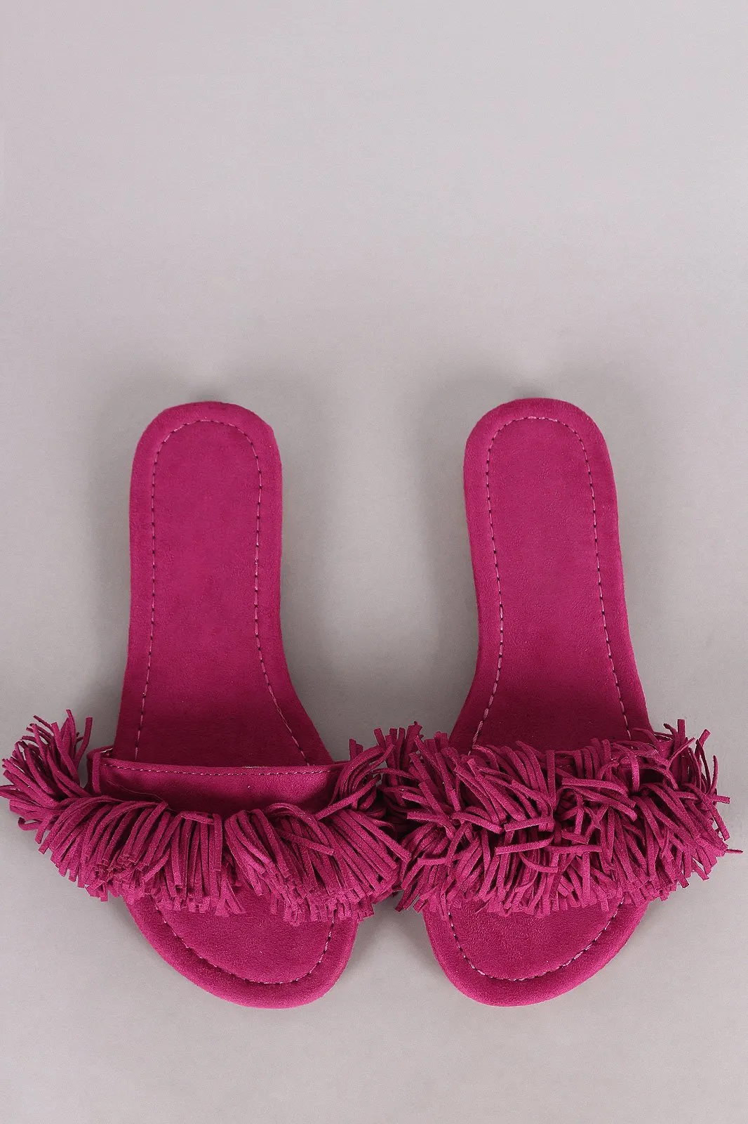 Liliana Suede Fringe Open Toe Slide Sandal